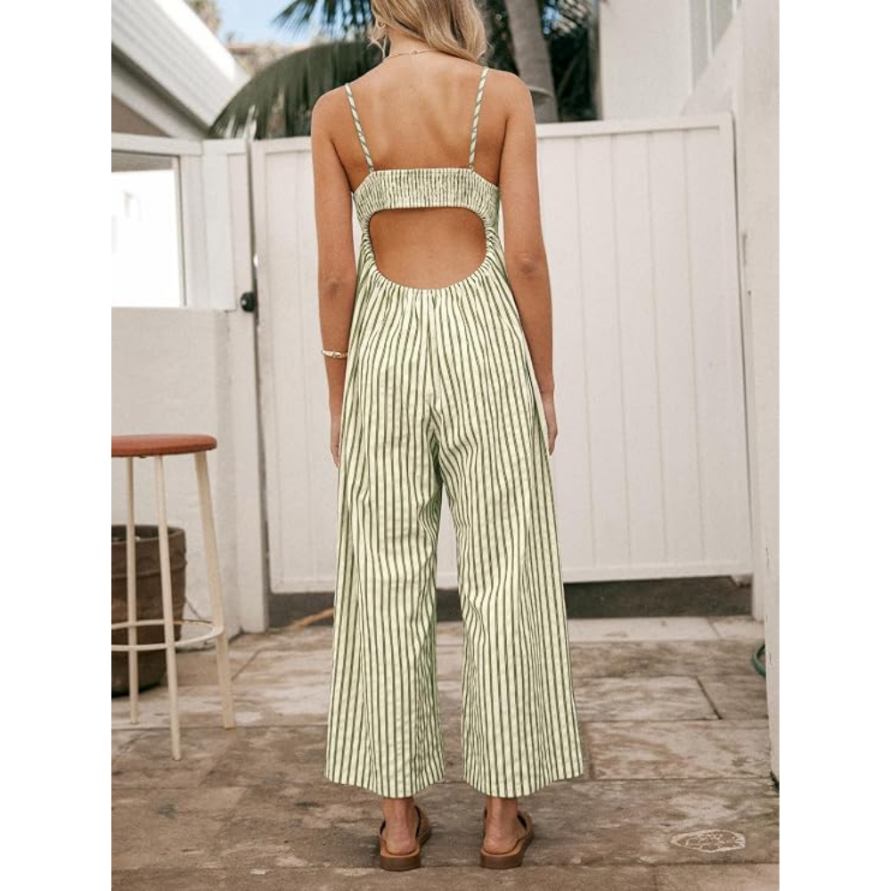 Luvani™ Striped V-Neck Jumpsuit