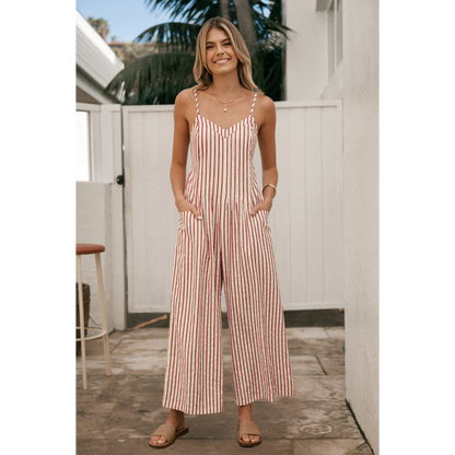 Luvani™ Striped V-Neck Jumpsuit