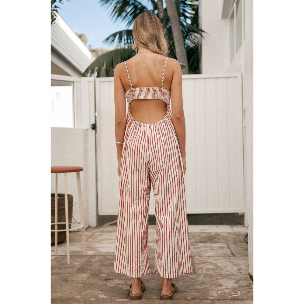 Luvani™ Striped V-Neck Jumpsuit