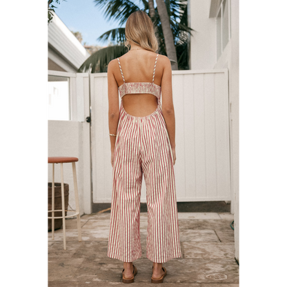 Luvani™ Striped V-Neck Jumpsuit