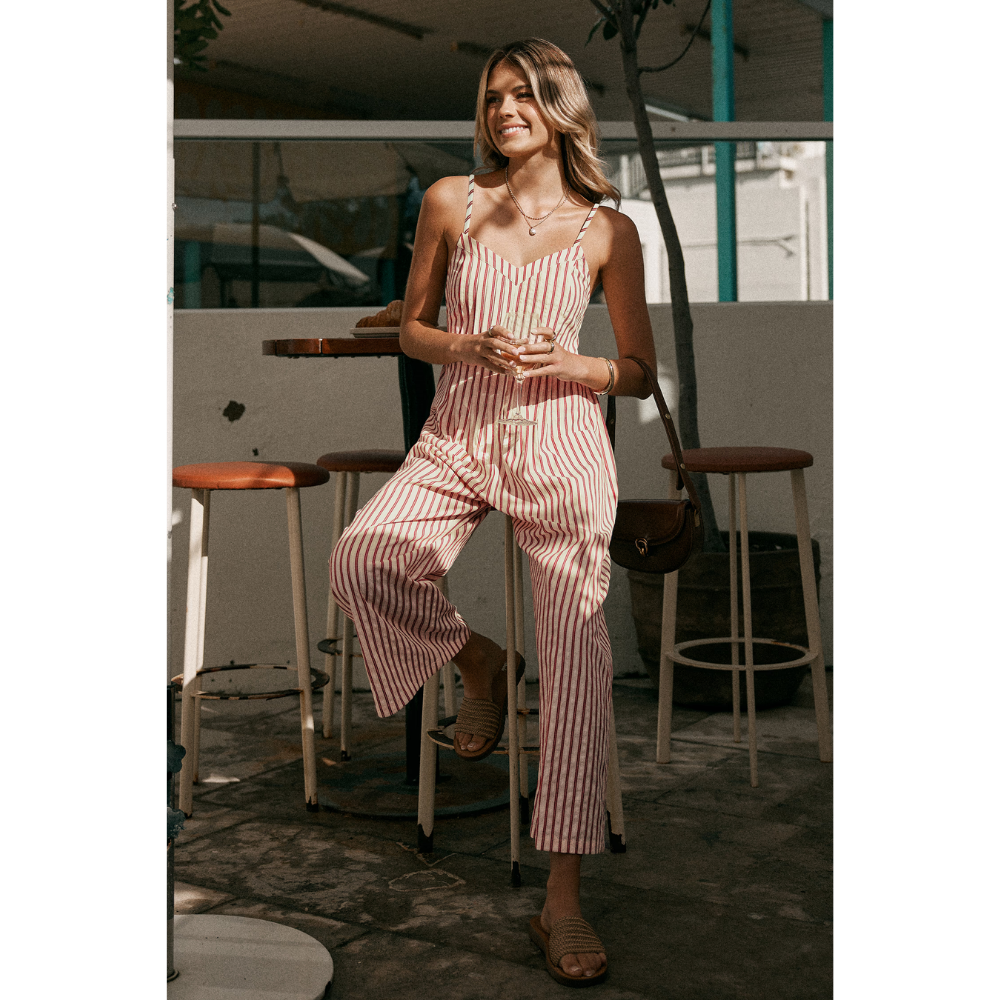 Luvani™ Striped V-Neck Jumpsuit
