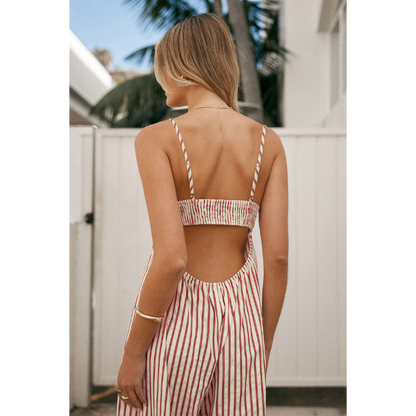 Luvani™ Striped V-Neck Jumpsuit