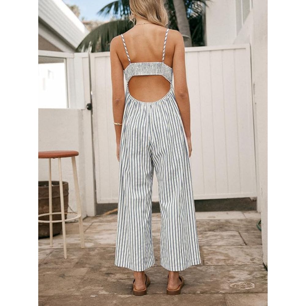 Luvani™ Striped V-Neck Jumpsuit