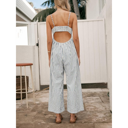 Luvani™ Striped V-Neck Jumpsuit